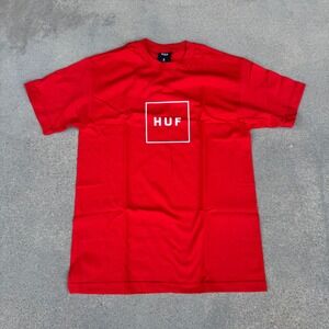 HUF Box Logo T-Shirt‎ Mens Medium Red Short Sleeve Cotton Tee